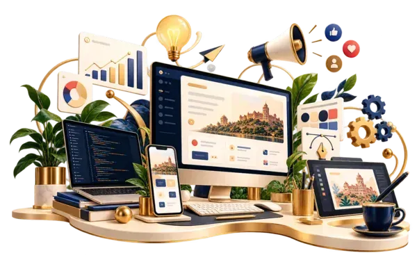 SaaS and web platform development illustration